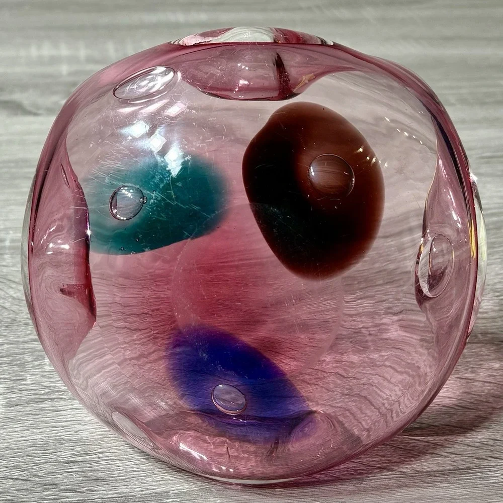 Vintage Mid Century Modern Italian Hand-Blown Cranberry Art Glass Ashtray / Bowl